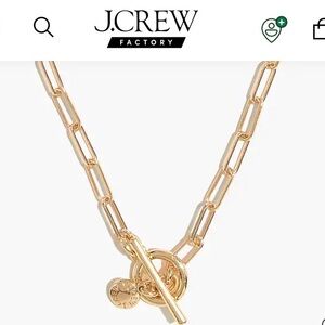 J. Crew Factory Brass T Bar Paper Clip Link Chain Necklace (Length 16 1/4”)